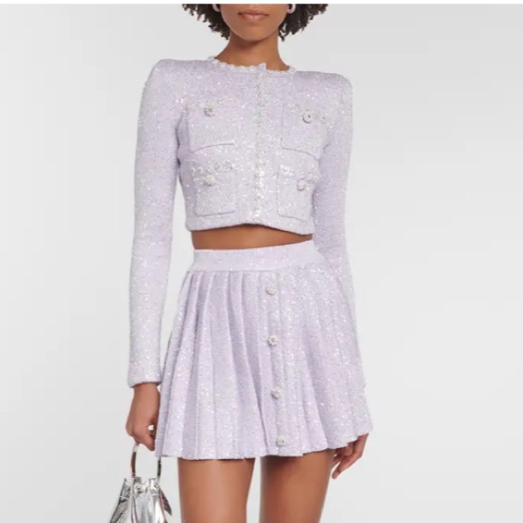 SELF PORTRAIT purple lurex knit skirt - Picture 7 of 17